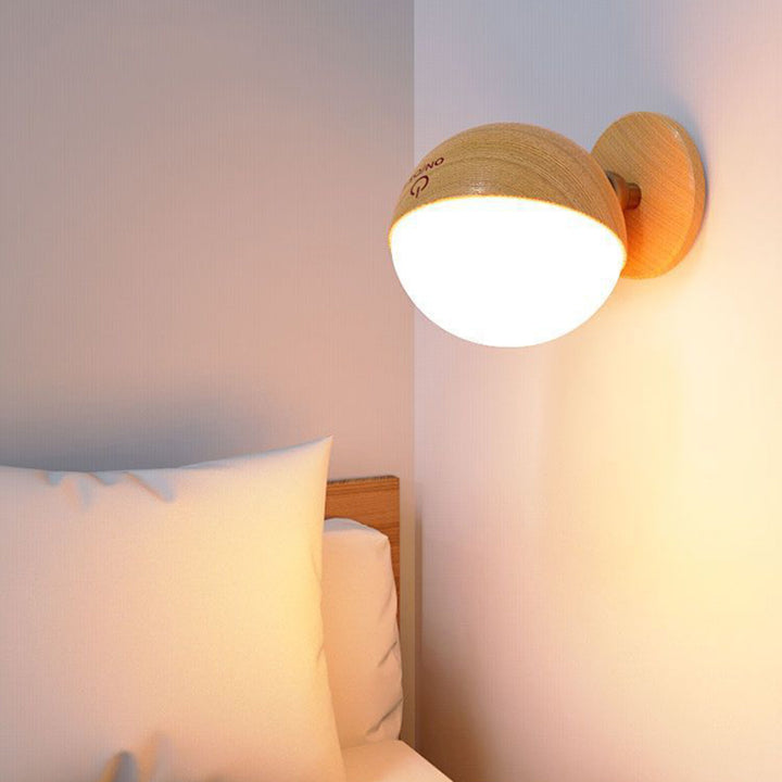 Moderne Einfachheit Holz ABS Ball Drehbare Wiederaufladbare LED Wand Leuchte Lampe Für 