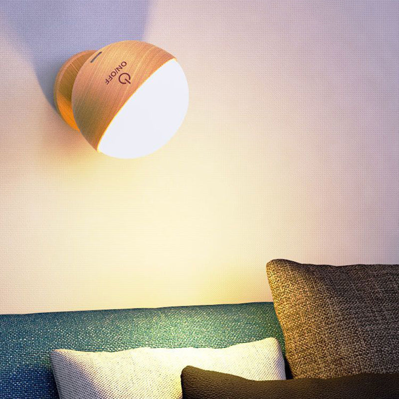 Moderne Einfachheit Holz ABS Ball Drehbare Wiederaufladbare LED Wand Leuchte Lampe Für 