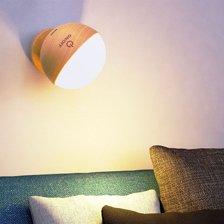 Moderne Einfachheit Holz ABS Ball Drehbare Wiederaufladbare LED Wand Leuchte Lampe Für 