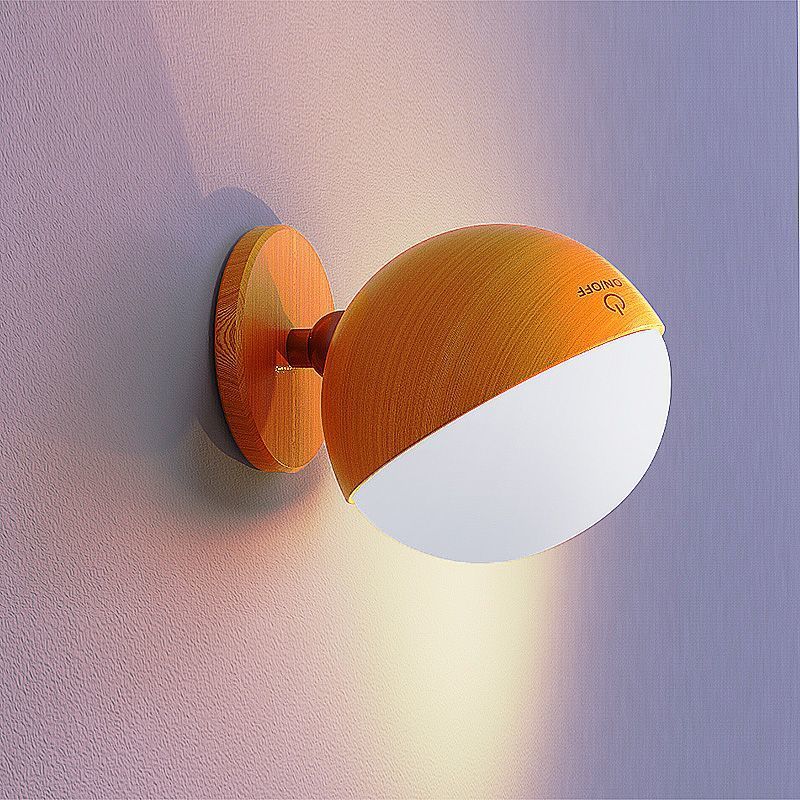 Moderne Einfachheit Holz ABS Ball Drehbare Wiederaufladbare LED Wand Leuchte Lampe Für 