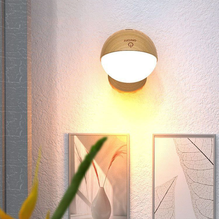 Moderne Einfachheit Holz ABS Ball Drehbare Wiederaufladbare LED Wand Leuchte Lampe Für 