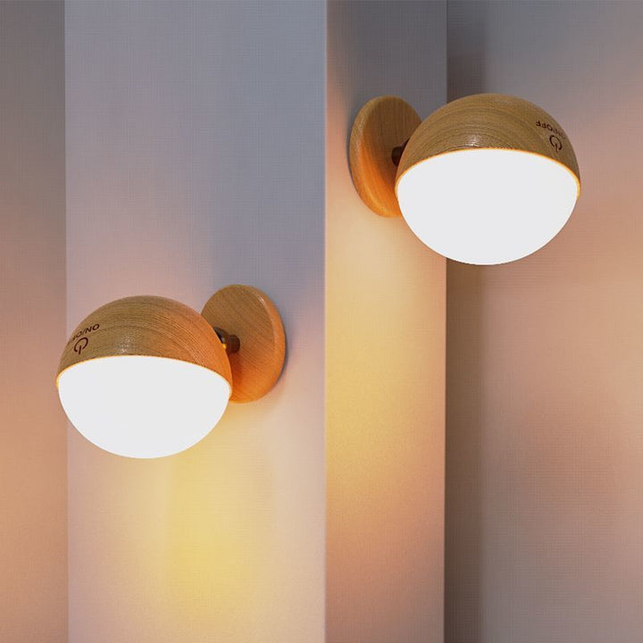 Moderne Einfachheit Holz ABS Ball Drehbare Wiederaufladbare LED Wand Leuchte Lampe Für 