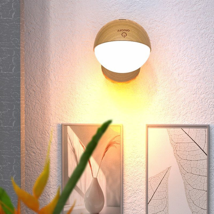 Moderne Einfachheit Holz ABS Ball Drehbare Wiederaufladbare LED Wand Leuchte Lampe Für 