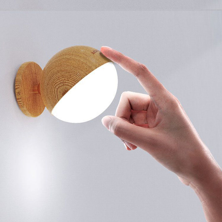 Moderne Einfachheit Holz ABS Ball Drehbare Wiederaufladbare LED Wand Leuchte Lampe Für 