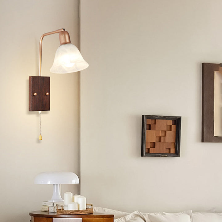 Applique murale à une lumière avec bras oscillant rétractable à fermeture éclair en fer et verre traditionnel français pour chevet 
