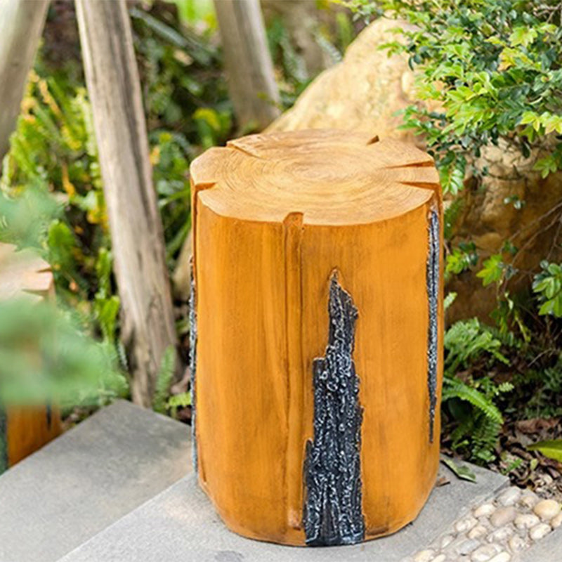 Moderne Art Deco Solar Wasserdichte Harz Fiberglas Zylinder Baumstumpf Holzmaserung LED Landschaft Beleuchtung Außen Licht Für Garten 