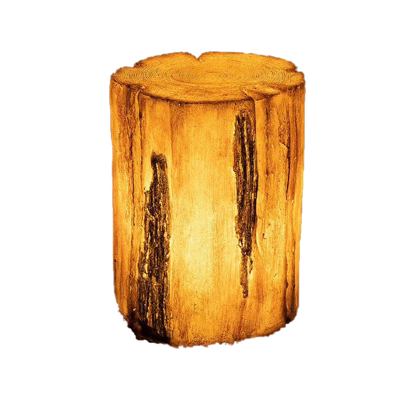Moderne Art Deco Solar Wasserdichte Harz Fiberglas Zylinder Baumstumpf Holzmaserung LED Landschaft Beleuchtung Außen Licht Für Garten 