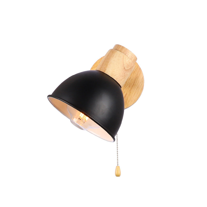 Applique murale 1 lumière avec fermeture éclair en bois de fer nordique contemporain pour chevet 