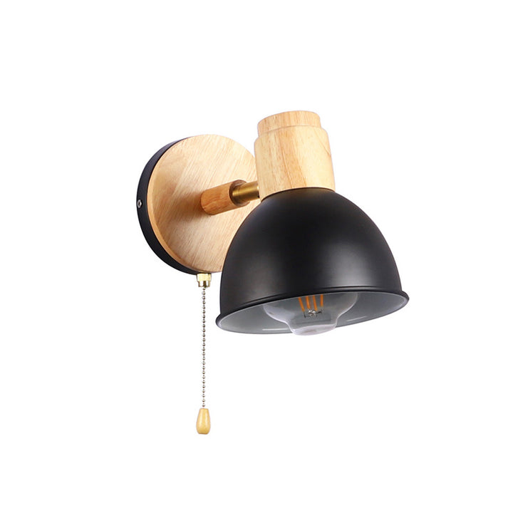 Applique murale 1 lumière avec fermeture éclair en bois de fer nordique contemporain pour chevet 