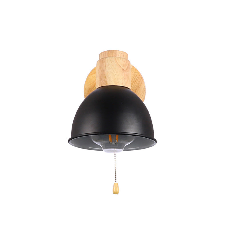 Applique murale 1 lumière avec fermeture éclair en bois de fer nordique contemporain pour chevet 