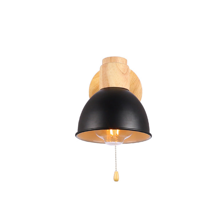 Applique murale 1 lumière avec fermeture éclair en bois de fer nordique contemporain pour chevet 