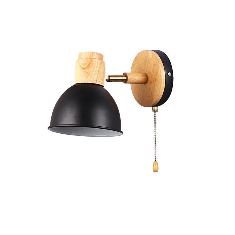 Applique murale 1 lumière avec fermeture éclair en bois de fer nordique contemporain pour chevet 