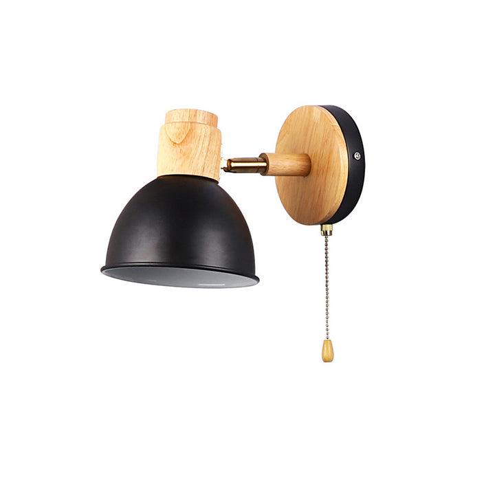 Applique murale 1 lumière avec fermeture éclair en bois de fer nordique contemporain pour chevet 