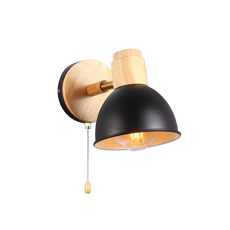 Applique murale 1 lumière avec fermeture éclair en bois de fer nordique contemporain pour chevet 