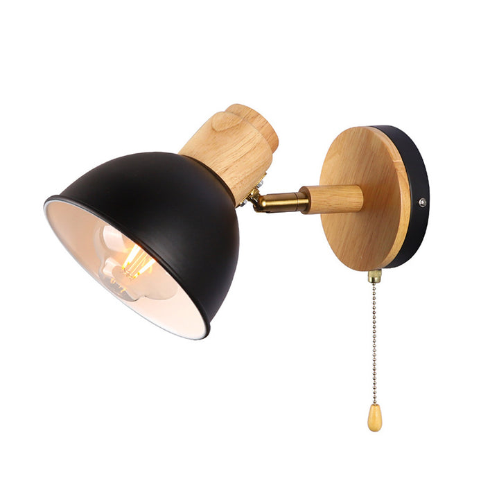Applique murale 1 lumière avec fermeture éclair en bois de fer nordique contemporain pour chevet 