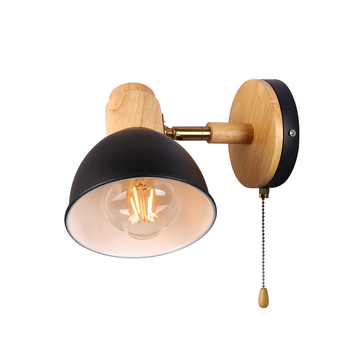 Applique murale 1 lumière avec fermeture éclair en bois de fer nordique contemporain pour chevet 