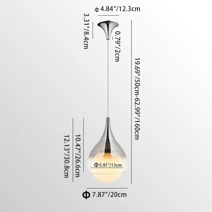Moderne Einfachheit Glas Eisen Ball Drop 1-Licht Pendelleuchte für Nachttisch 