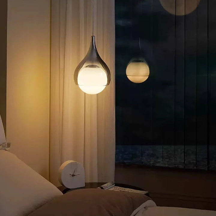 Moderne Einfachheit Glas Eisen Ball Drop 1-Licht Pendelleuchte für Nachttisch 
