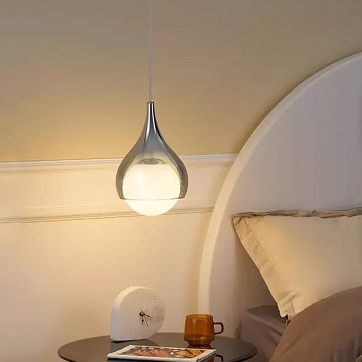 Moderne Einfachheit Glas Eisen Ball Drop 1-Licht Pendelleuchte für Nachttisch 