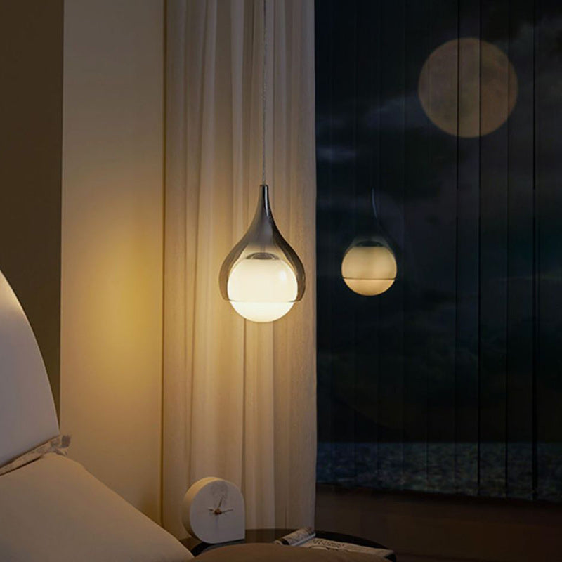 Moderne Einfachheit Glas Eisen Ball Drop 1-Licht Pendelleuchte für Nachttisch 