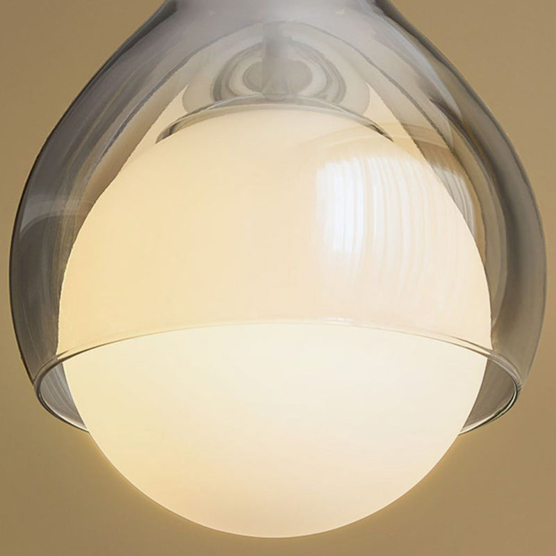 Moderne Einfachheit Glas Eisen Ball Drop 1-Licht Pendelleuchte für Nachttisch 