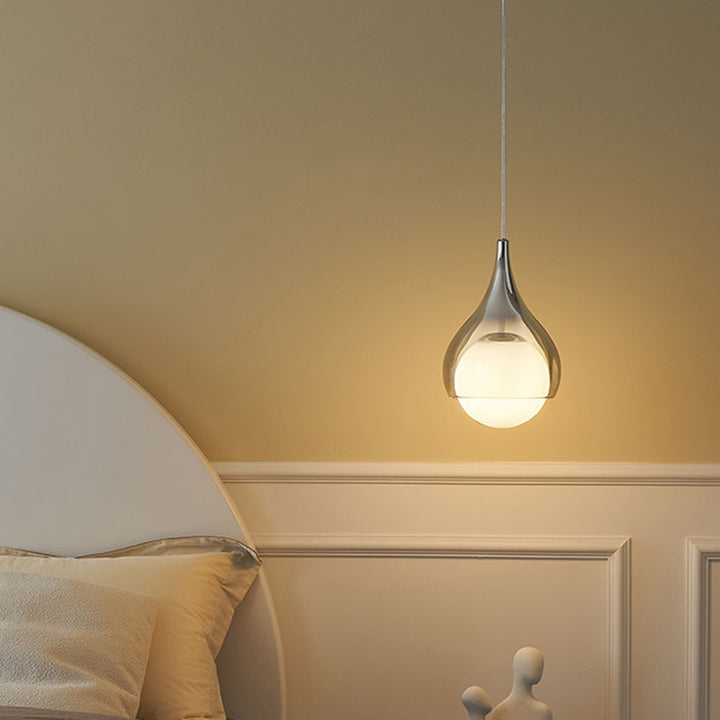 Moderne Einfachheit Glas Eisen Ball Drop 1-Licht Pendelleuchte für Nachttisch 