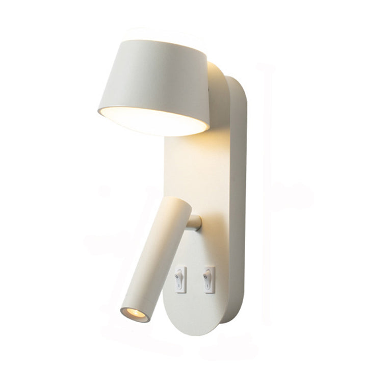 Lampe murale LED contemporaine nordique en aluminium et acrylique rotative avec cylindre elliptique et spot pour chevet 