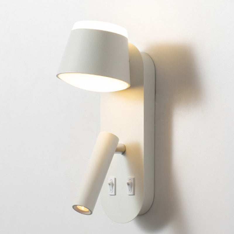 Lampe murale LED contemporaine nordique en aluminium et acrylique rotative avec cylindre elliptique et spot pour chevet 