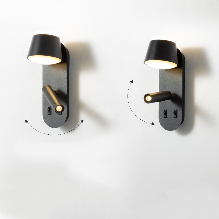 Lampe murale LED contemporaine nordique en aluminium et acrylique rotative avec cylindre elliptique et spot pour chevet 