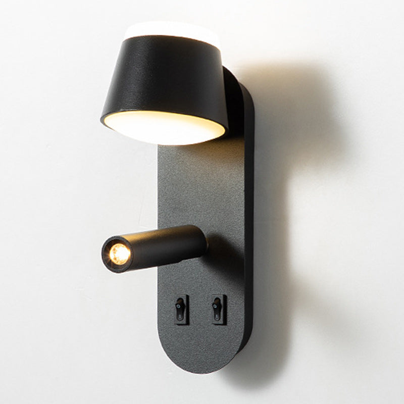 Lampe murale LED contemporaine nordique en aluminium et acrylique rotative avec cylindre elliptique et spot pour chevet 