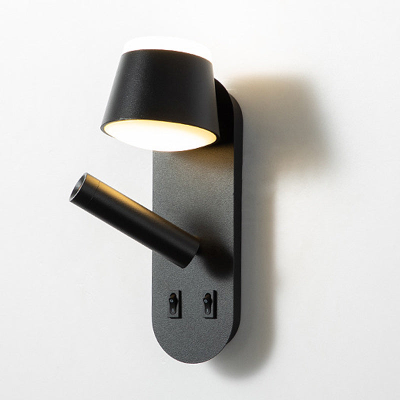 Lampe murale LED contemporaine nordique en aluminium et acrylique rotative avec cylindre elliptique et spot pour chevet 
