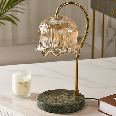 Lampe de table en cire fondue à 1 lumière avec verre en fer marbré dimmable floral traditionnel français pour chambre 