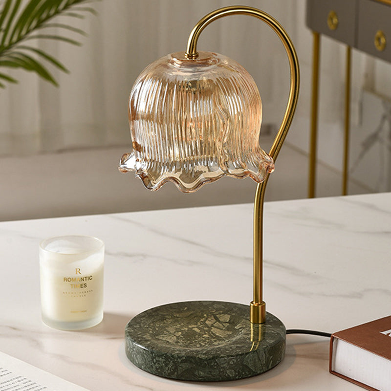 Lampe de table en cire fondue à 1 lumière avec verre en fer marbré dimmable floral traditionnel français pour chambre 