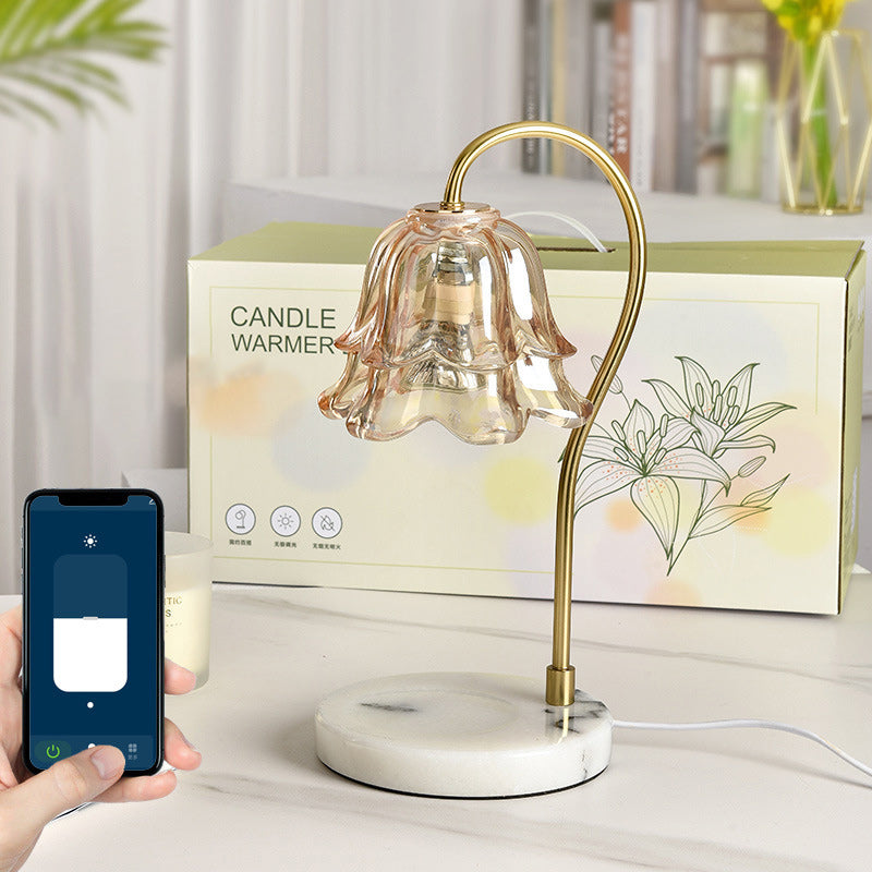 Lampe de table en cire fondue à 1 lumière avec verre en fer marbré dimmable floral traditionnel français pour chambre 