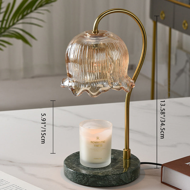 Lampe de table en cire fondue à 1 lumière avec verre en fer marbré dimmable floral traditionnel français pour chambre 