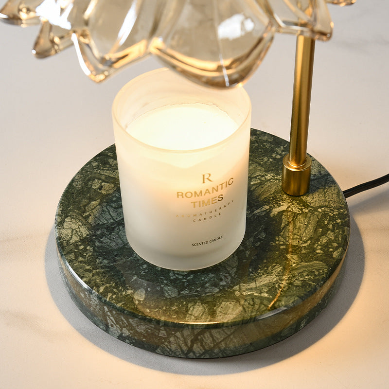 Lampe de table en cire fondue à 1 lumière avec verre en fer marbré dimmable floral traditionnel français pour chambre 
