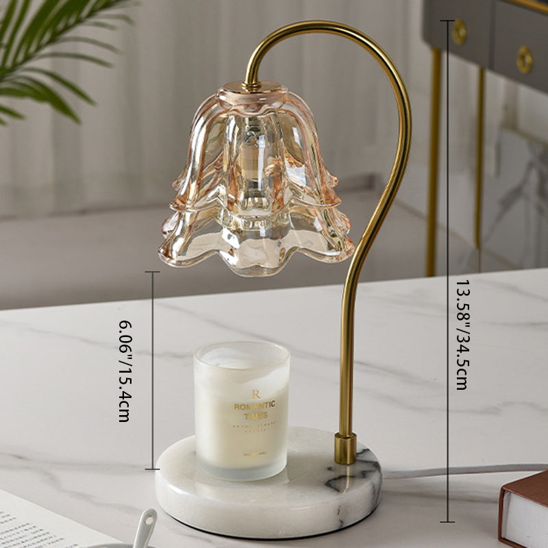 Lampe de table en cire fondue à 1 lumière avec verre en fer marbré dimmable floral traditionnel français pour chambre 