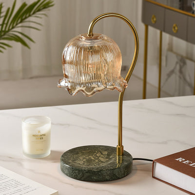 Lampe de table en cire fondue à 1 lumière avec verre en fer marbré dimmable floral traditionnel français pour chambre 