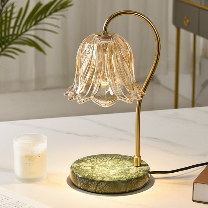Lampe de table en cire fondue à 1 lumière avec verre en fer marbré dimmable floral traditionnel français pour chambre 