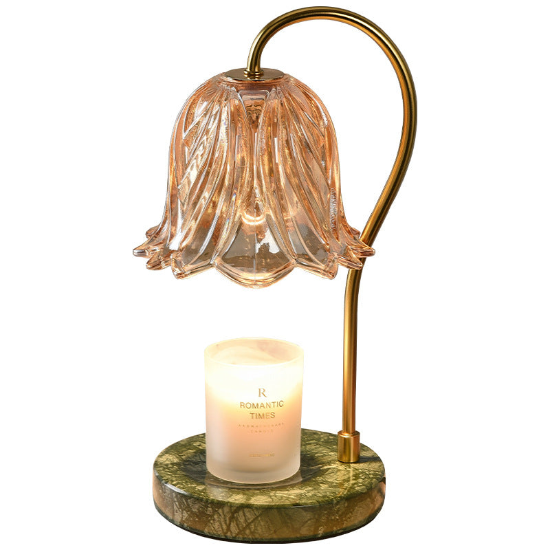 Lampe de table en cire fondue à 1 lumière avec verre en fer marbré dimmable floral traditionnel français pour chambre 