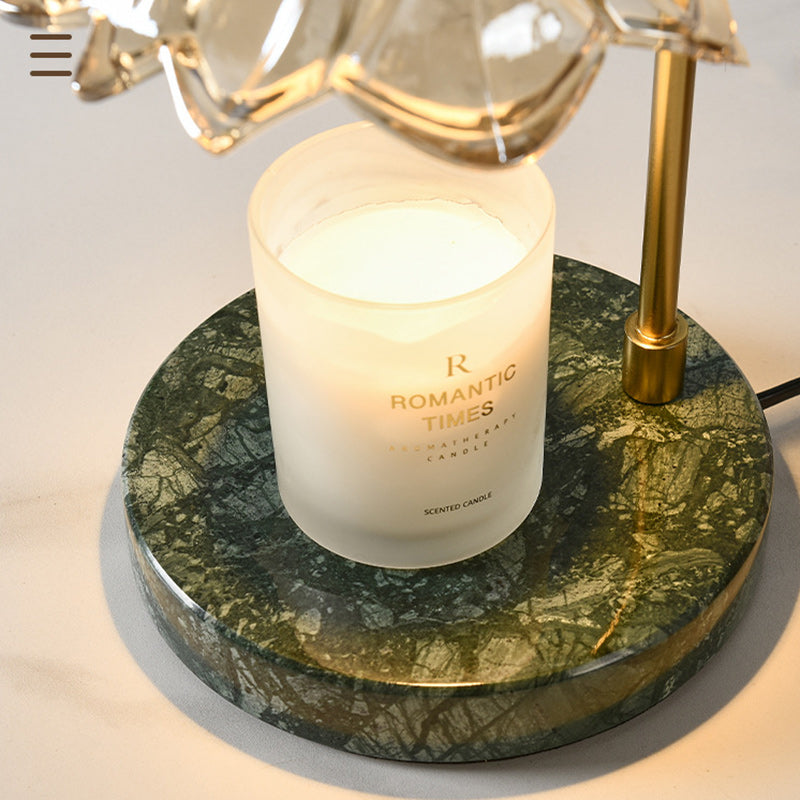 Lampe de table en cire fondue à 1 lumière avec verre en fer marbré dimmable floral traditionnel français pour chambre 