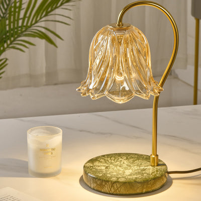 Lampe de table en cire fondue à 1 lumière avec verre en fer marbré dimmable floral traditionnel français pour chambre 