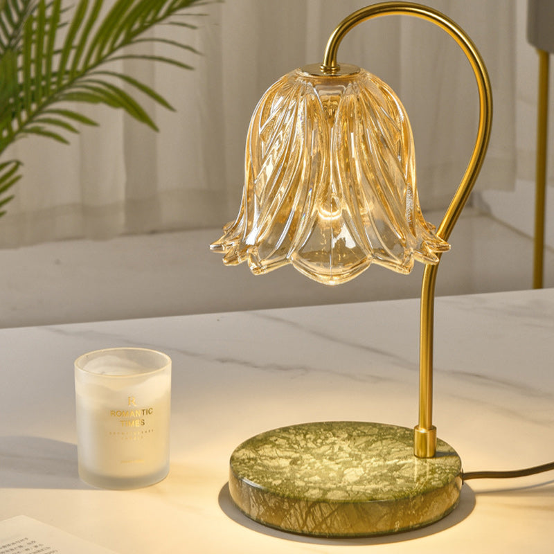 Lampe de table en cire fondue à 1 lumière avec verre en fer marbré dimmable floral traditionnel français pour chambre 