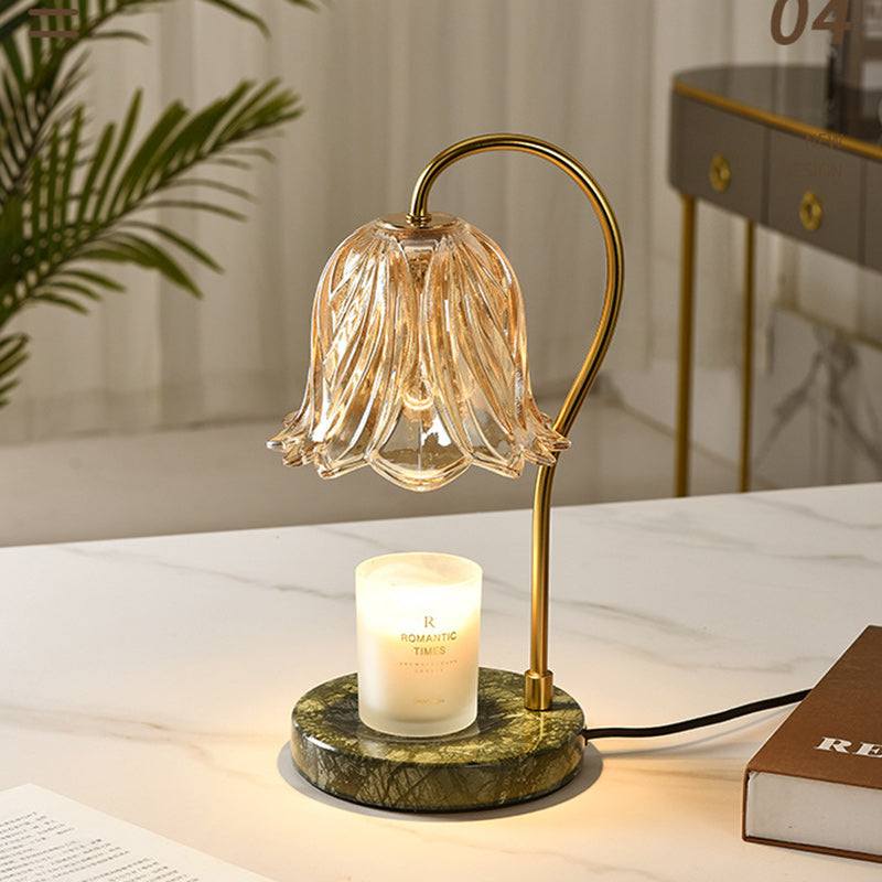 Lampe de table en cire fondue à 1 lumière avec verre en fer marbré dimmable floral traditionnel français pour chambre 