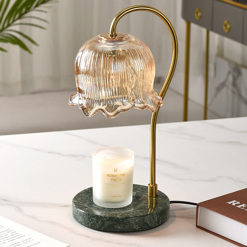 Lampe de table en cire fondue à 1 lumière avec verre en fer marbré dimmable floral traditionnel français pour chambre 