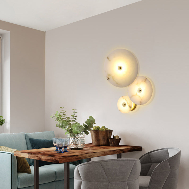 Modern Simplicity Marble Iron Round LED Wall Sconce Lamp For Hallway