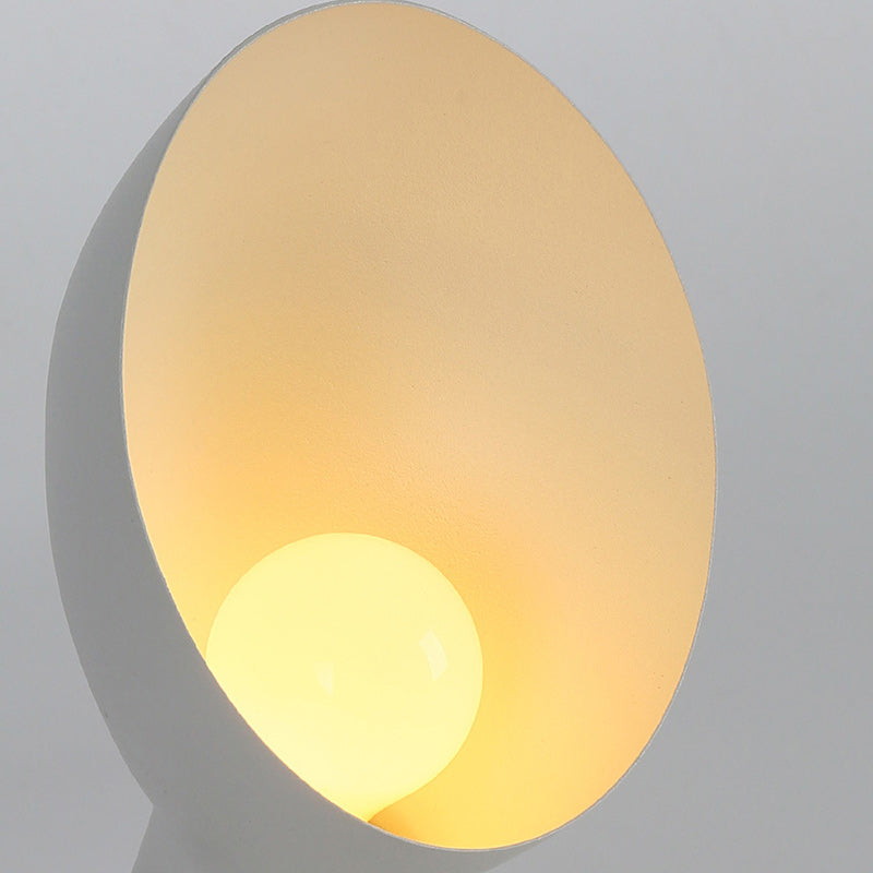 Aplique de pared de 1 luz con interruptor de cable giratorio de metal y madera redondo nórdico contemporáneo para mesita de noche 