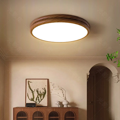 مصباح سقف LED حديث من الحديد والأكريليك بتصميم دائري وحبيبات خشبية لغرفة النوم 