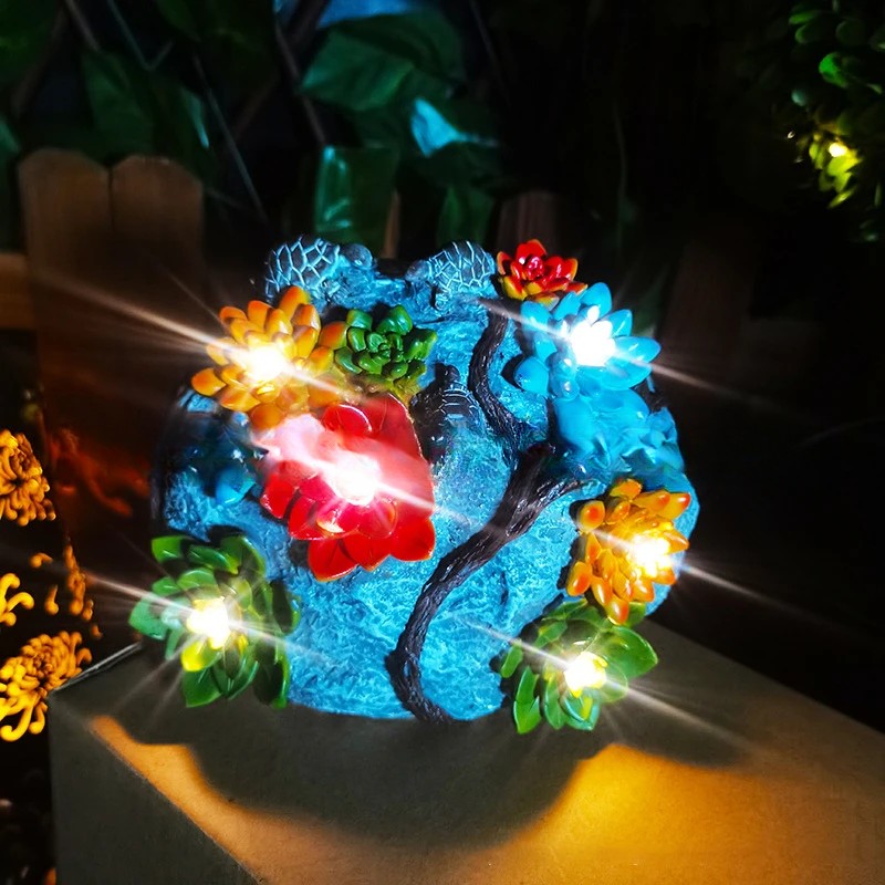 إضاءة حديقة خارجية LED بشكل سلحفاة من الراتنج المقاوم للماء بتصميم فن الديكو الحديث وتقليد الحجر 