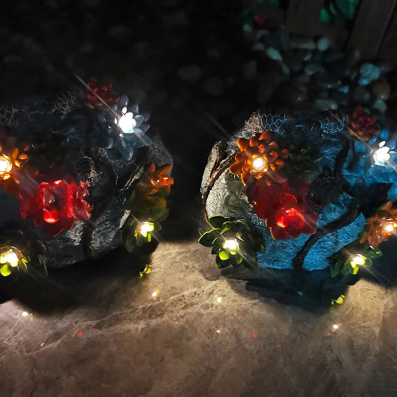 Éclairage paysager LED tortue fleur en résine imitation pierre solaire Art Déco moderne étanche pour jardin 